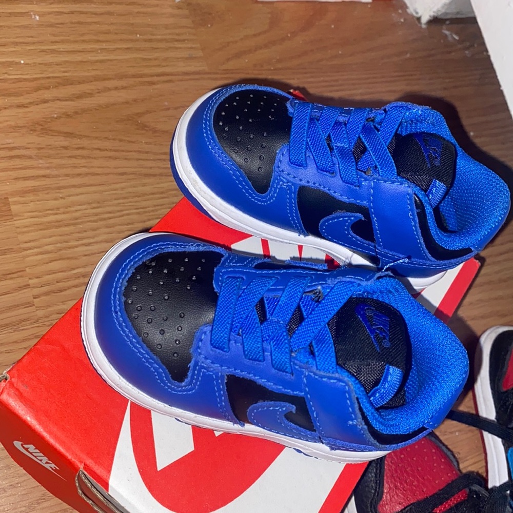 Blue and black dunks